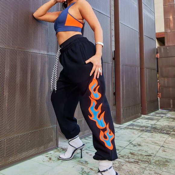 Savage X Fenty Pants - SAVAGE X FENTY Essential Oversized Flames Rolled Cuff Jogger 🔥🏁